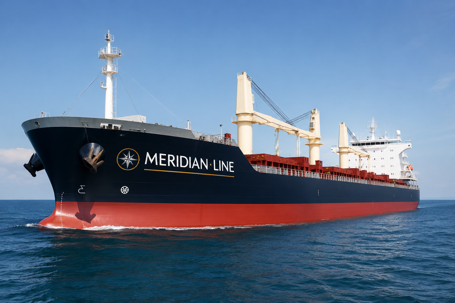A Meridian Line vessel under way on the open ocean